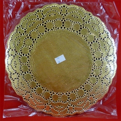 Золотые ажурные бумажные салфетки 30 см