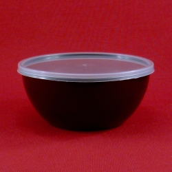 Черная банка плошка для супа 350 мл с прозрачной крышкой (комплект)